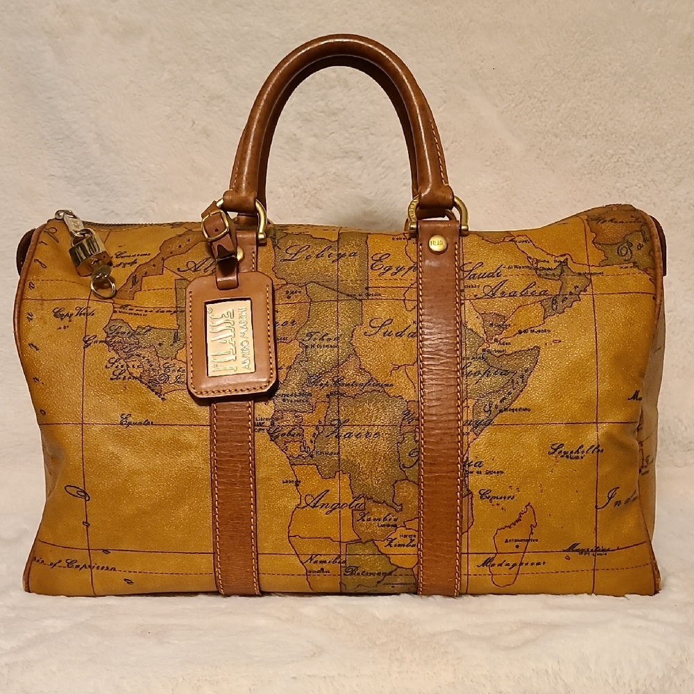 Alviero Martini Classe World Map Large Boston Bag